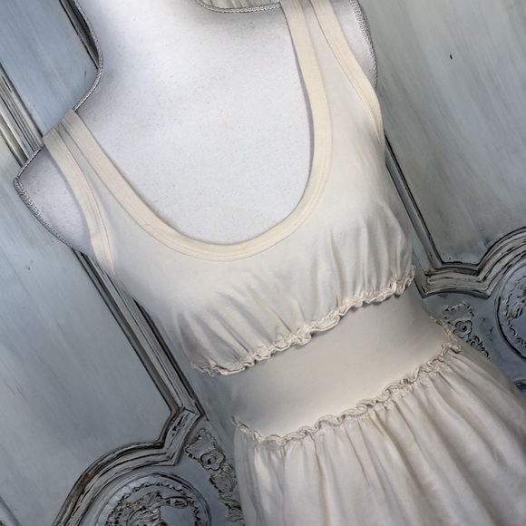 James Perse Los Angeles Linen Cotton Blend Neutral Lightly Textured Dress Size 1 - Picture 2 of 12